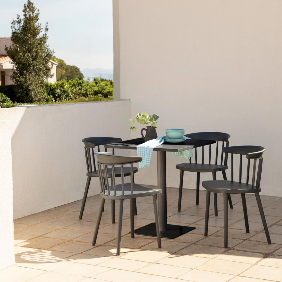 STUHL FÜR DRAUSSEN Mirka Grau 48 cm x 75 cm - Grau, Kunststoff (48/75/46cm)