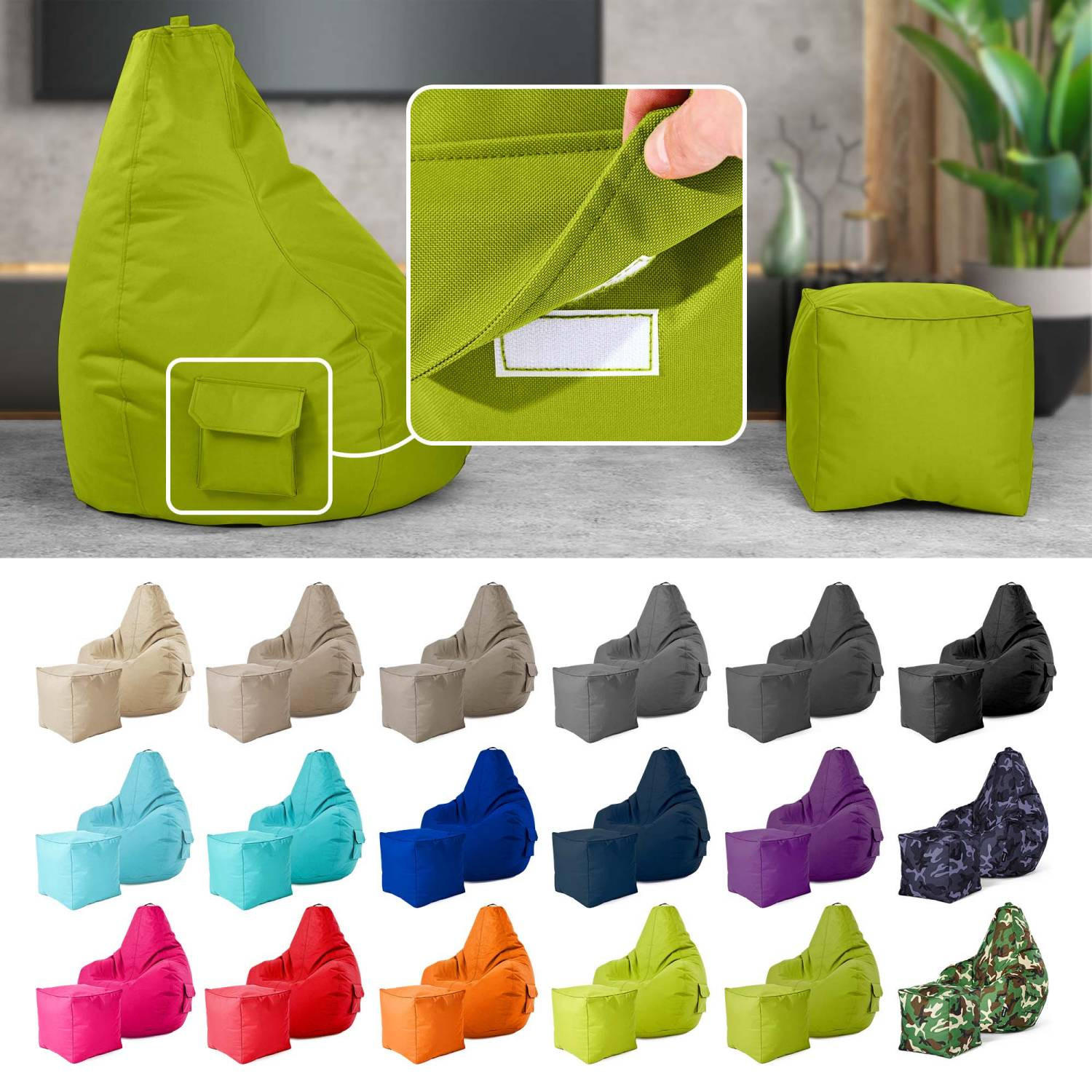 SITZSACK + Hocker "Cozy+Cube" 2er Set - Grau, Textil (70/90/80cm) - Green Bean