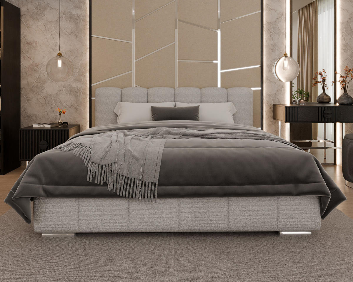 POLSTERBETT Zaira 180x200cm – Elegantes Polsterbett für modernen Wohnstil , ohne matratze, Sandfarben - Sandfarben, Holz (180/200cm) - Homesy
