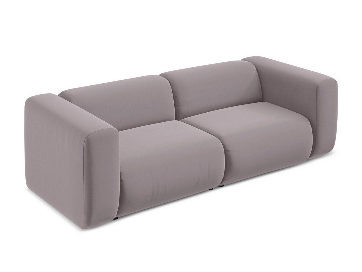 3-SITZER SOFA Samt Stoff Violett - Lila/Flieder, Kunststoff/Textil (228/70/89cm) - Makamii