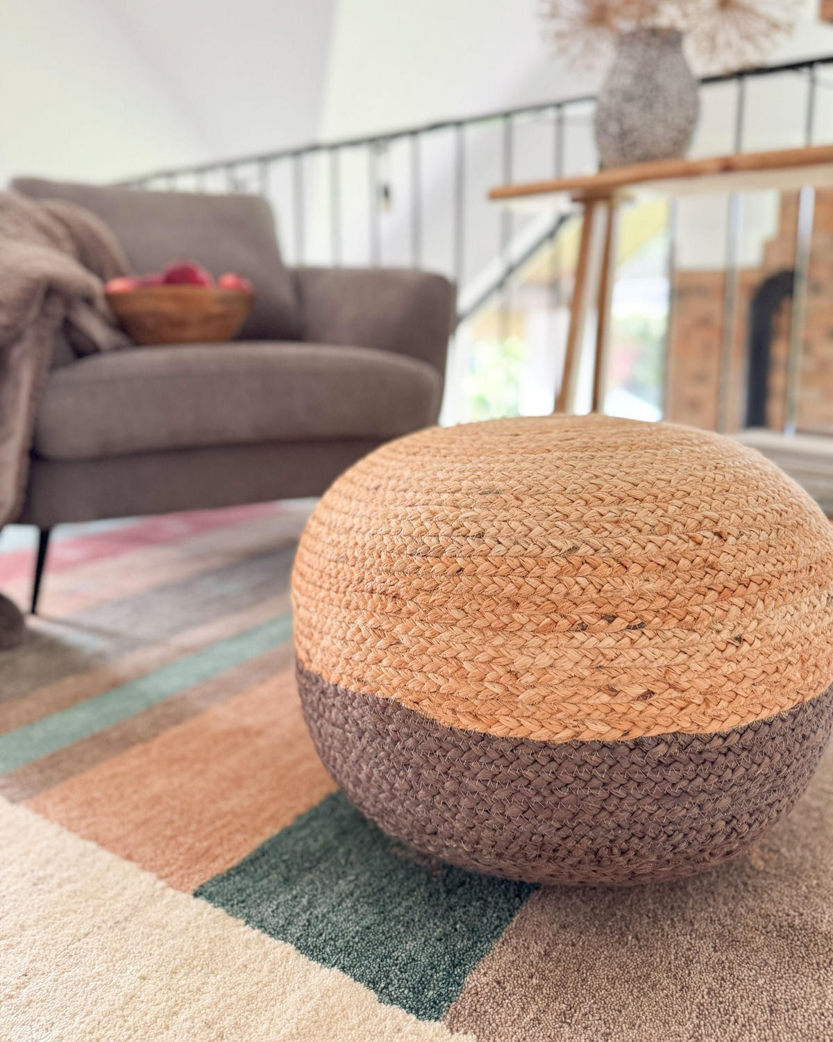 POUF Duki 50/50/40 cm - culoare naturală, materiale naturale (50/40/50cm) - Beliani