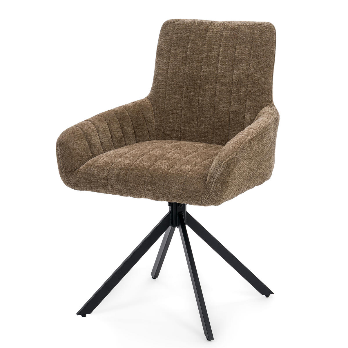 STUHL LUINO drehbar gepolsterter mit Steppung - braun - Chenille - Schwarz/Braun, Textil/Metall (58/87/60cm) - NEW HOME
