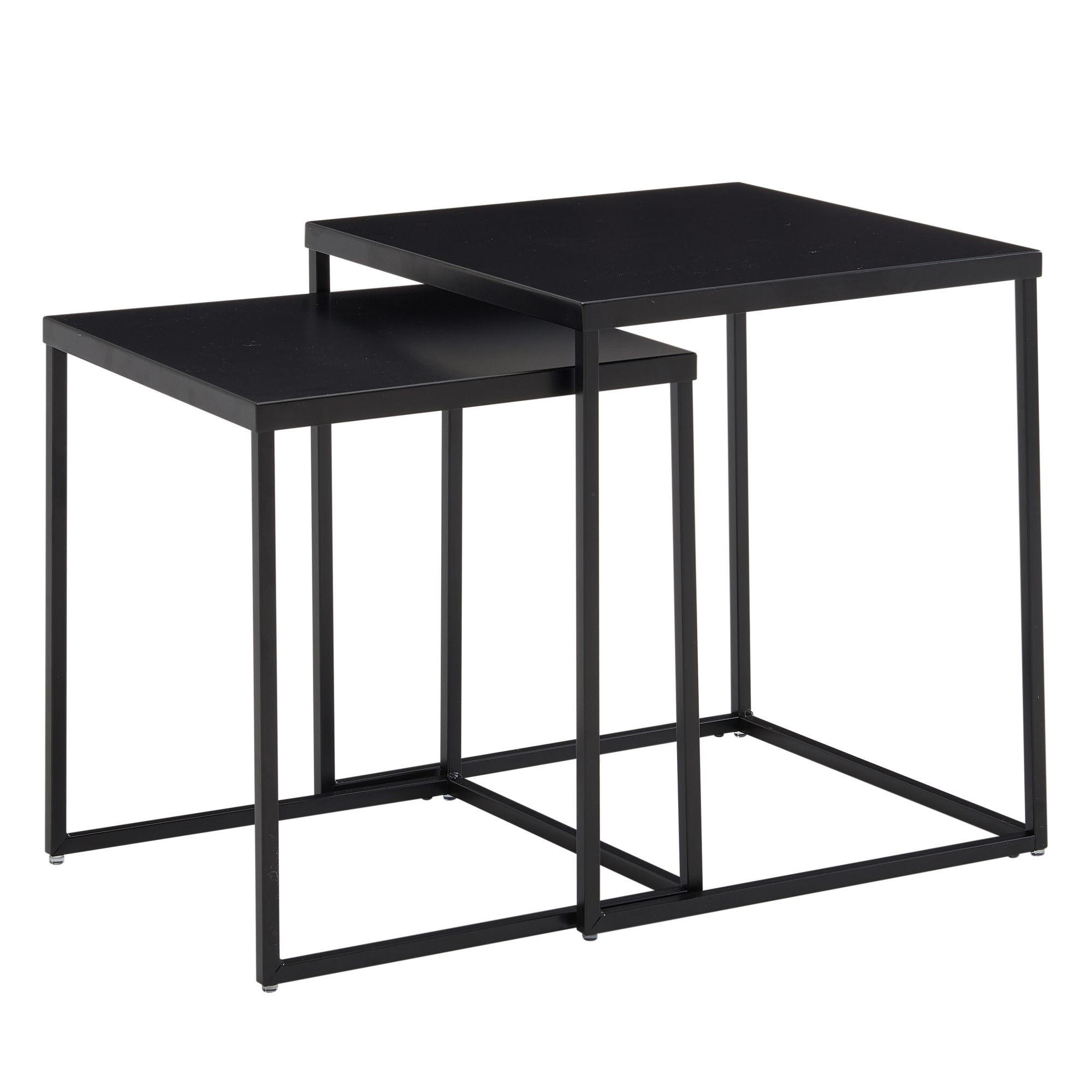 BEISTELLTISCH Set – 2-teilig Schwarz Stahl Industriestil mit Anti-Rutsch - Schwarz, Metall (40/40/45cm) - KADIMA DESIGN