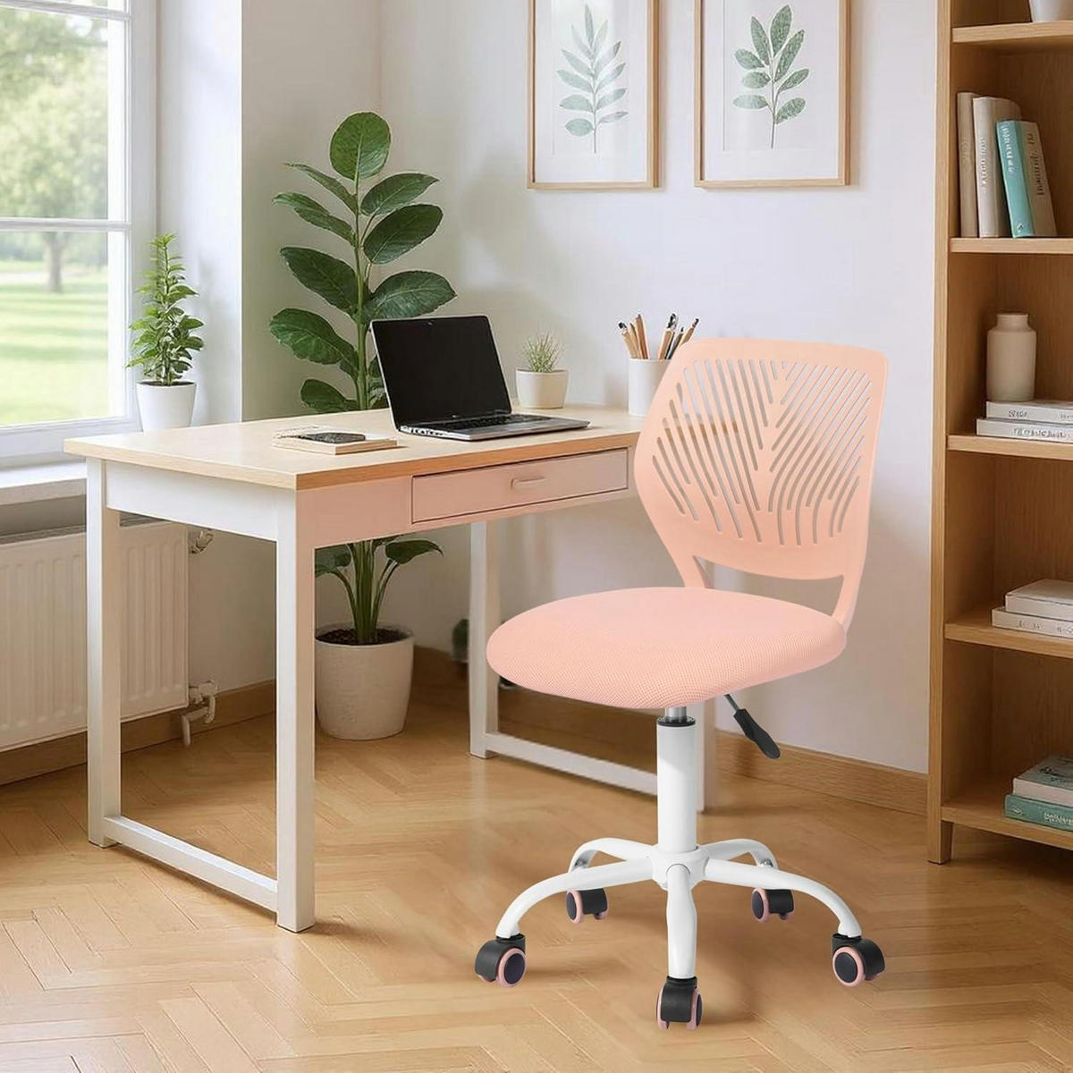 BÜROSTUHL Stoff Hellrosa Höhenverstellbar 75-87cm - Rosa, Textil (38.5/87/40cm)