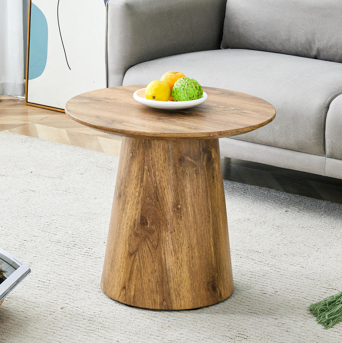 ODKLÁDACÍ stolek 50/50/48 cm dřevěný z MDF s realistickým dekorem dřeva - přírodní, kompozitní dřevo (50/50/48cm) - OKWISH
