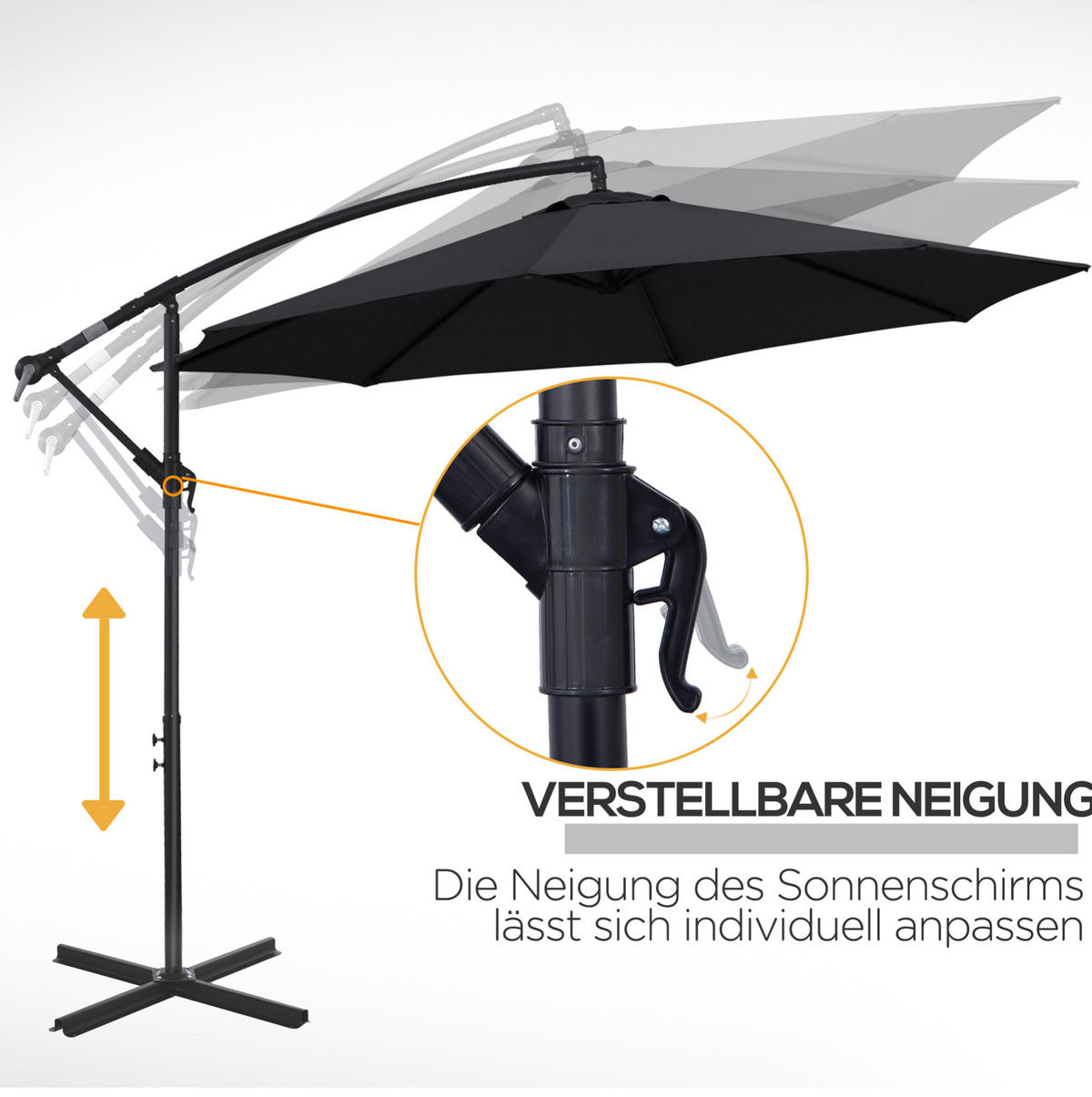 SONNENSCHIRM Doppelseitiger aus Stahl 453x267x255 cm in Grün mit Kurbelmechanismus - Grün, Metall (267/453cm) - Modfu