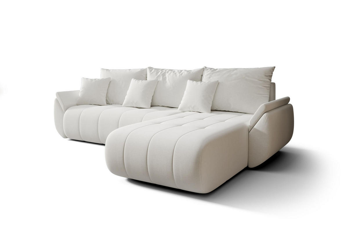 ECKSOFA mit Schlaffunktion TOKYO Wind 02 - Weiß, Textil (280/185cm) - Bedante