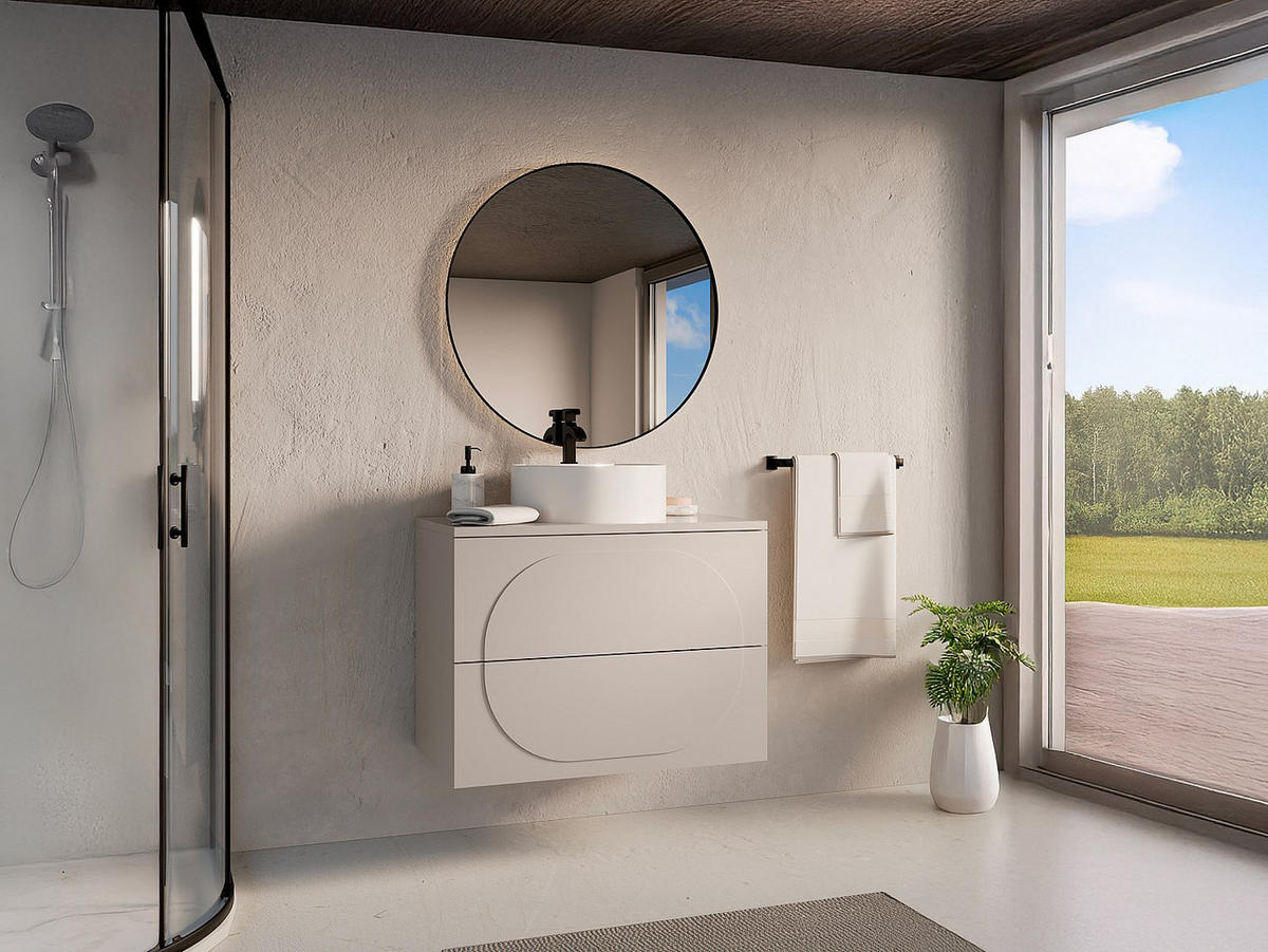 WASCHBECKENUNTERSCHRANK - 80cm x 46cm - MDF - beige - VUTOMA - Beige, Holz (80/60/46cm) - Vente-Unique