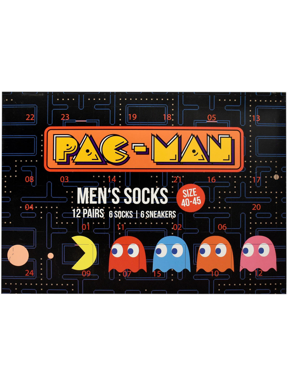 ADVENTSKALENDER Pac-Man mit 12 Paar Socken Größe 40-45 - Multicolor, Textil (37/5/26.5cm) - United Labels