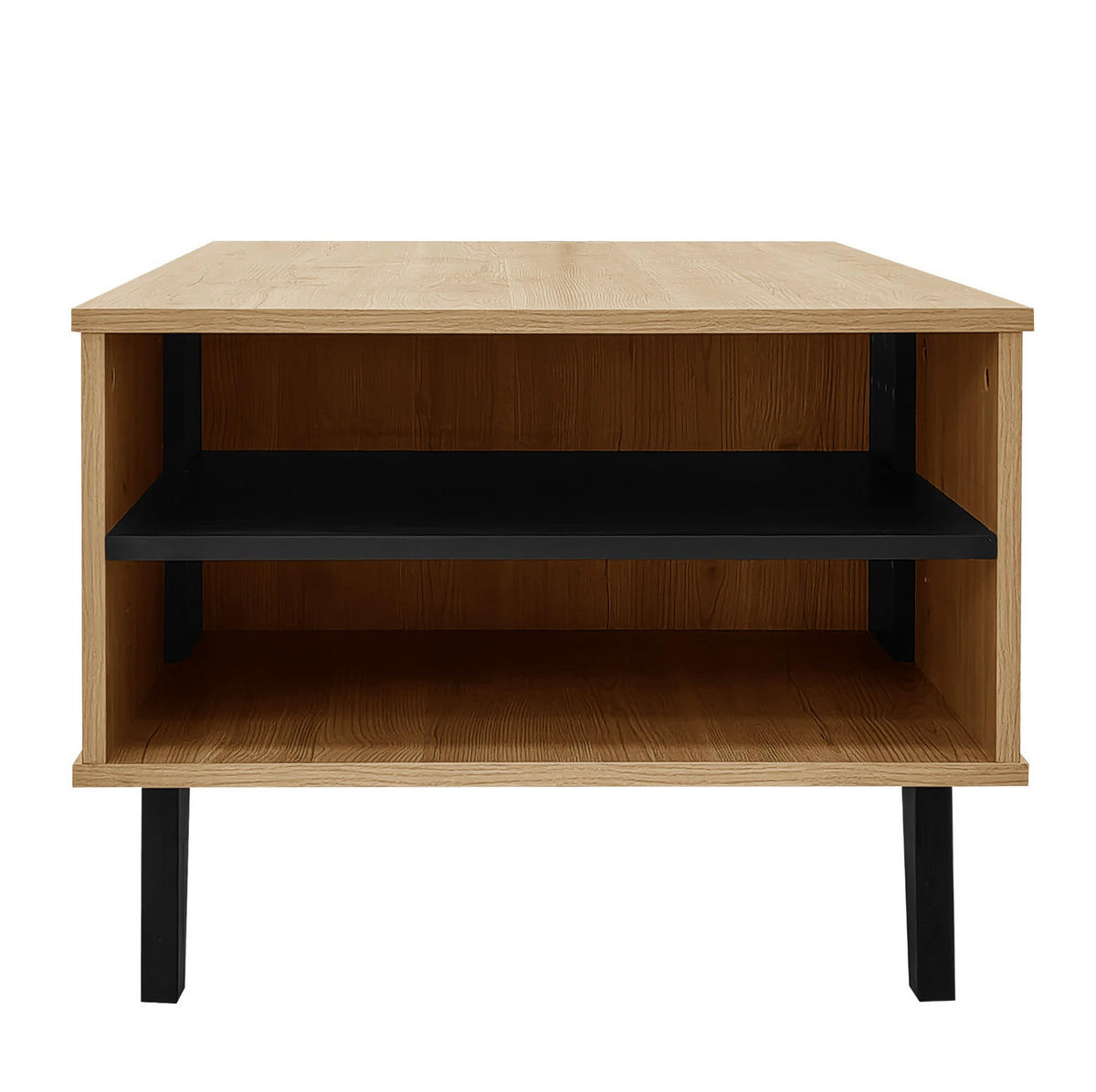 COUCHTISCH 100/60 cm mit Stauraum in Natur/Schwarz - Naturfarben, Holzwerkstoff (100/60/45cm) - BEAOK