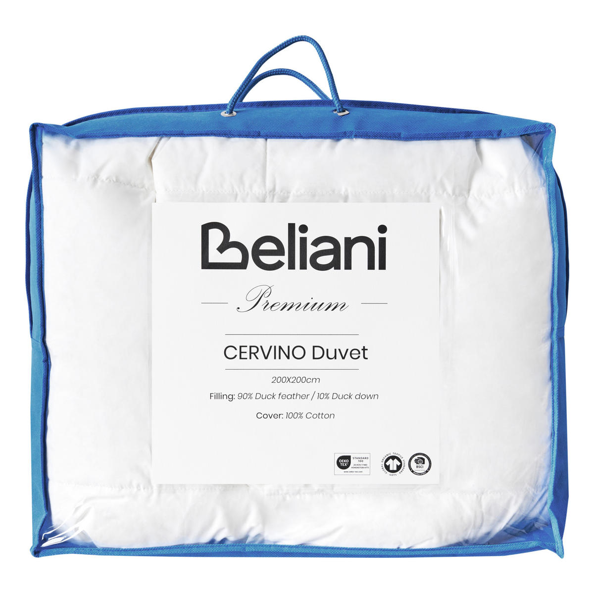 PŘIKRÝVKA Kachní peří a Prachové peří Lehká Teplá 200/200 cm Cervino - bílá, textil (200/200cm) - Beliani