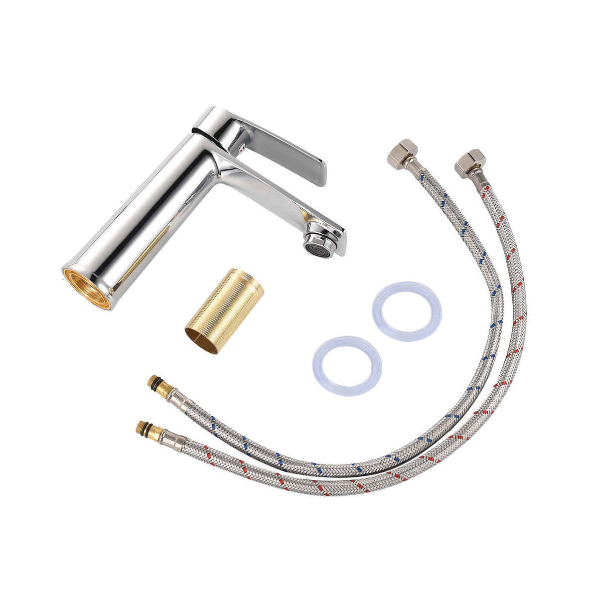 WASCHBECKENARMATUR Chrom Einhebel-Warm-Kalt Mischhahn - Silberfarben, Metall (21/7.3/26.5cm) - SHOPENTRA