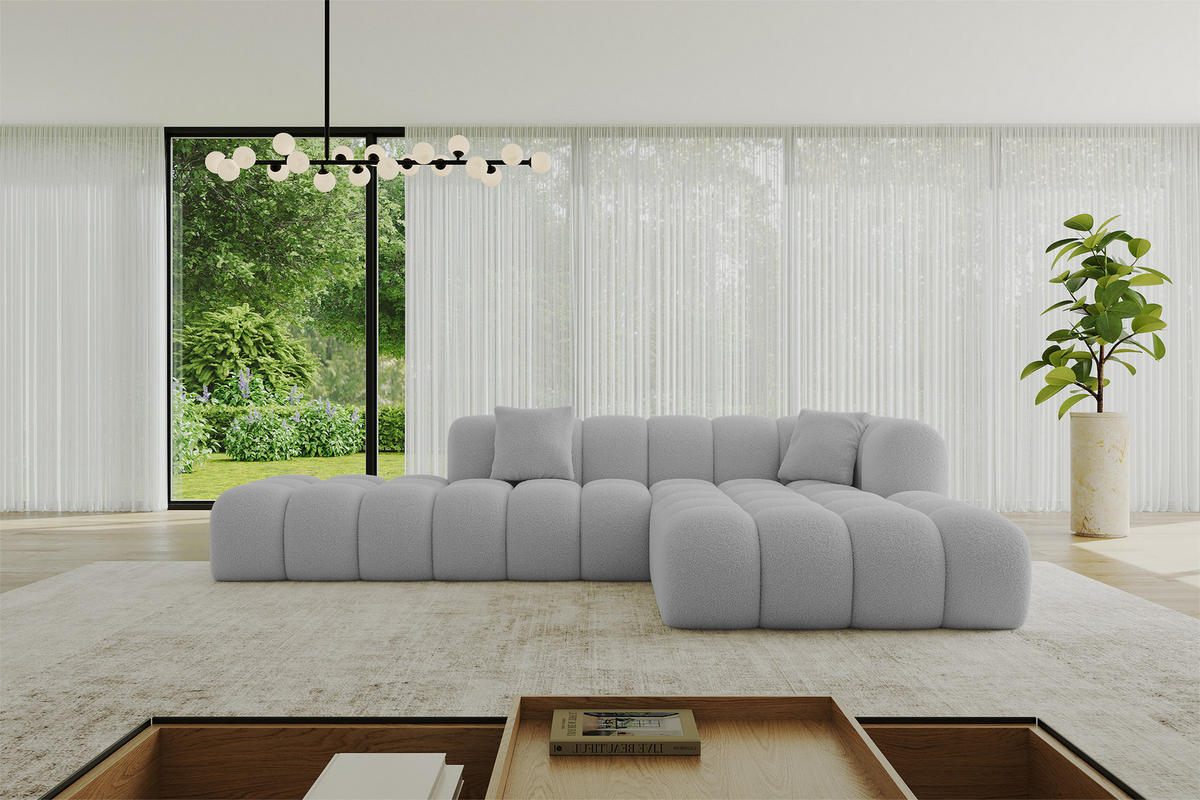 ECKSOFA Ottomane Rechts OLEA-L2 - 289x176x71 cm Hellgrau - Hellgrau/Schwarz, Holzwerkstoff/Kunststoff (289/176cm) - ALTDECOR