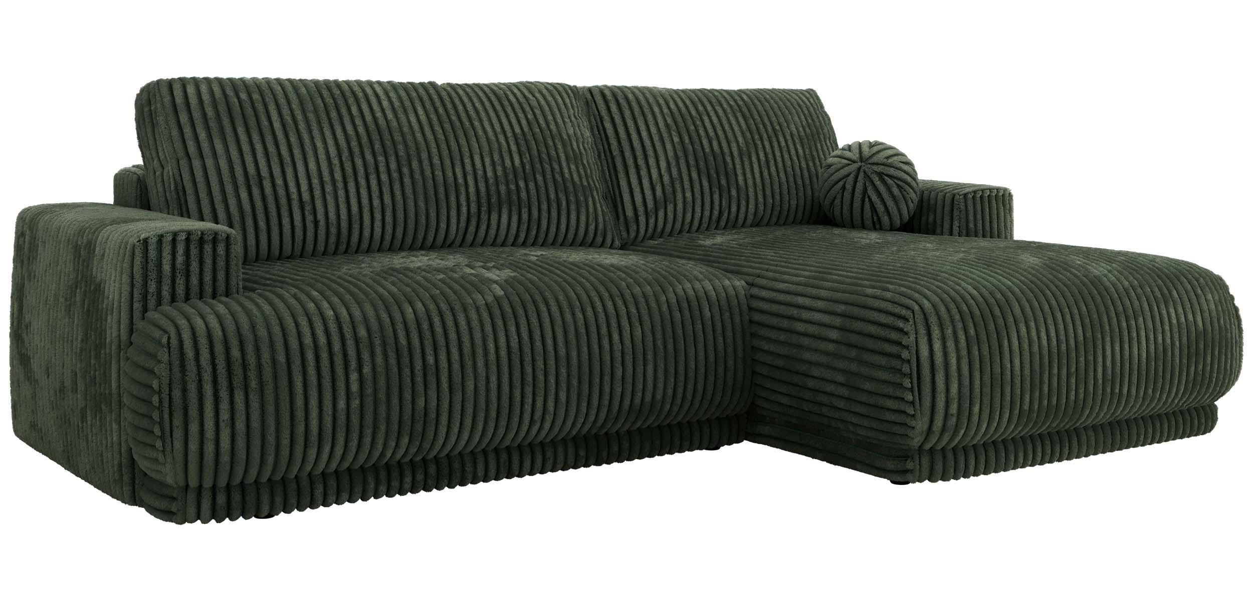 ECKSCHLAFSOFA RINA L Dunkelgrün Cord - rechts - Dunkelgrün/Schwarz, Kunststoff/Textil (170/267cm) - MKS