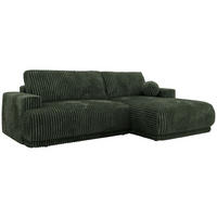 ECKSCHLAFSOFA RINA L Dunkelgrün Cord - rechts - Dunkelgrün/Schwarz, Kunststoff/Textil (170/267cm) - MKS