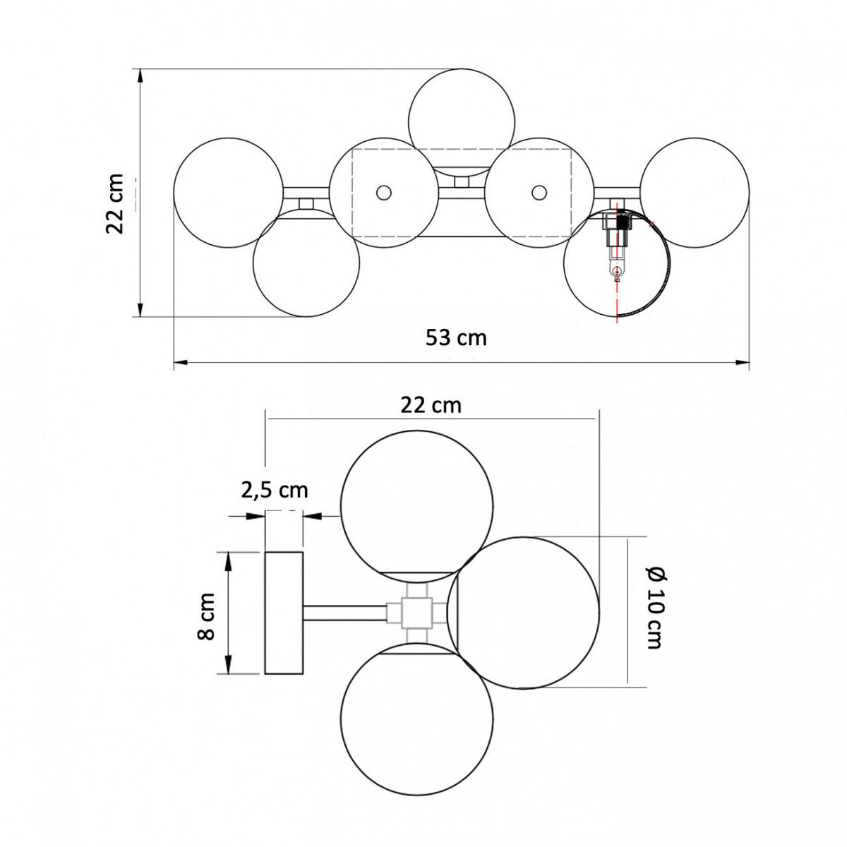 WANDLEUCHTE Ambrosia, Roségold und Weiß, 53cm - Roségold, Glas (22/22/53cm) - KOSILUM