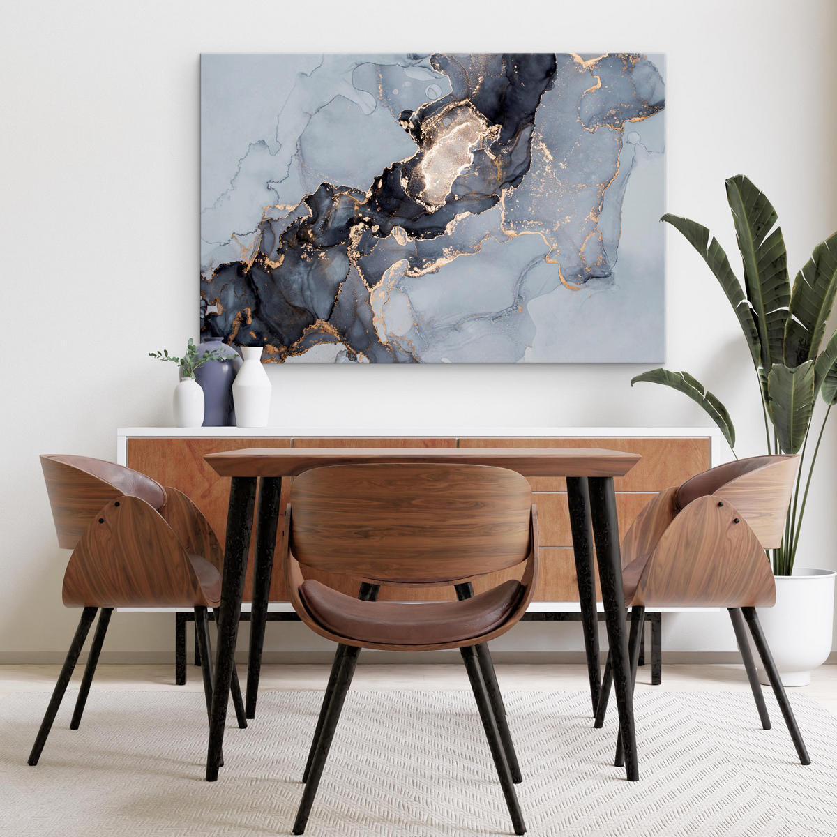 LEINWANDBILD Marmor ABSTRAKTION Moderne Muster Glamour 100/70 cm - Beige/Schwarz, Textil (100/70cm) - Muralo