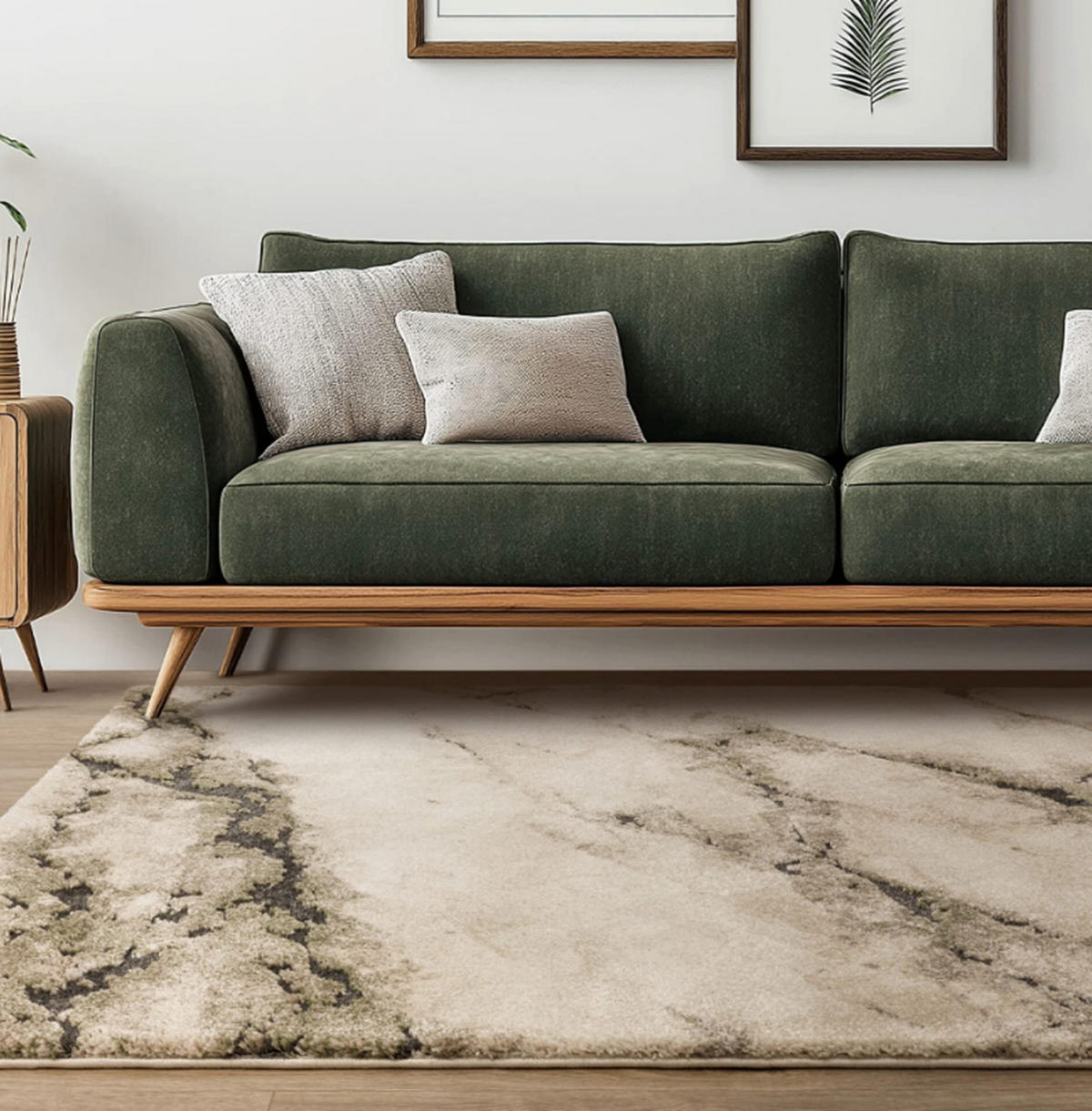 TEPPICH Flachgewebe CRUST Grün 80 x 150 cm - Grün, Textil (80/150cm) - Novatrend