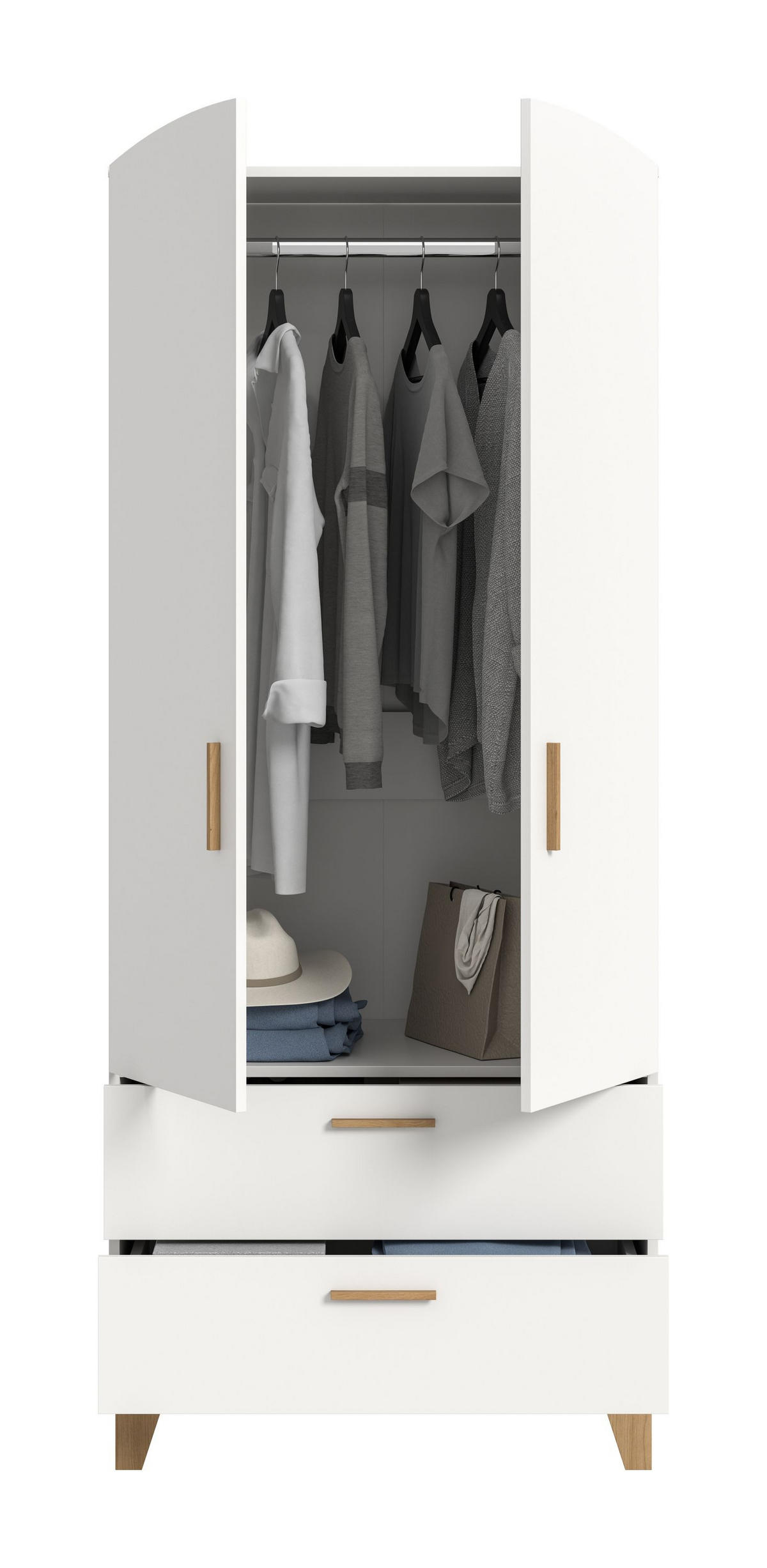 KLEIDERSCHRANK 2-türig STELLA (B/H/T: ca. 81/198/51 cm) in weiß/weiß - Weiß, Holzwerkstoff (81/198/51cm)