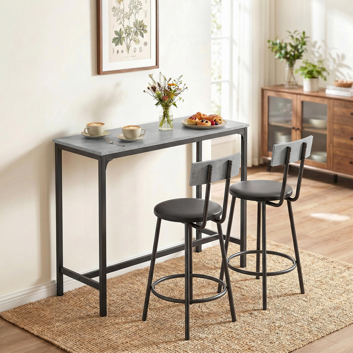 BAR-SET Grau 100.0/40.0/90.5cm - Grau, Holzwerkstoff (40/90.5/100cm)