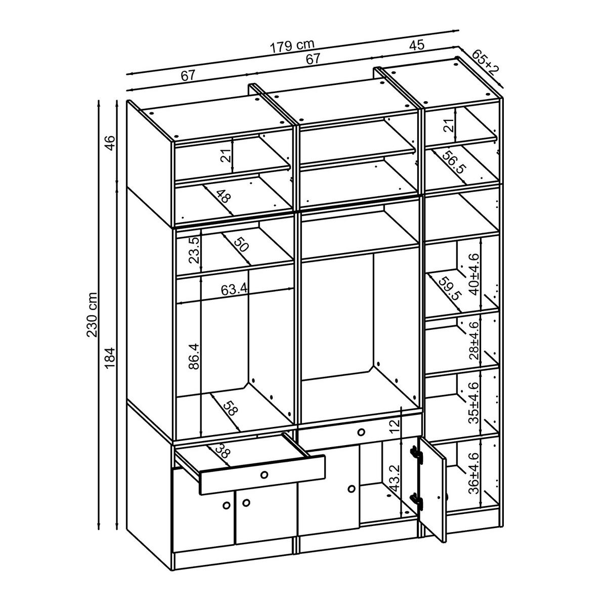 WASCHMASCHINENSCHRANK Serie 1 179cm Breit, 230cm Hoch - Weiß, Holzwerkstoff (179/230/67cm)