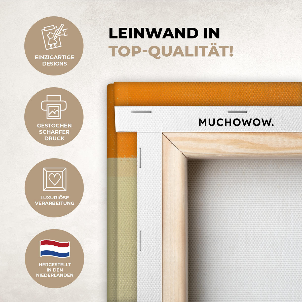 LEINWANDBILD Mädchen - Sonnenbrille - Katze - Retro Wohnzimmer Groß 120x80 cm - Beige, Textil (120/80cm) - MuchoWow