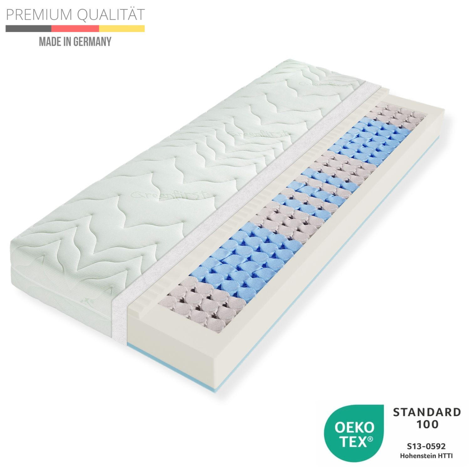 TASCHENFEDERKERMATRATZE 80x200 H3 H4, Höhe 21cm - Öko Tex zertifizierte Matratze 80x200 mit waschbarem Bezug - Weiß, Textil (80/200cm) - Sleepneo