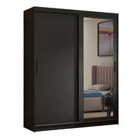 SCHWEBETÜRENSCHRANK Henry 120 cm mit Spiegel 2-türig, schwarz - Schwarz, Kunststoff (120/205/60cm) - Margaret Hadas24