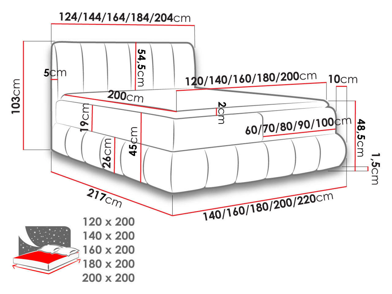 Thumbnail - Mirjan24 Boxbett, Hellgrün, Holz, H3, 180x200 cm, Schlafzimmer, Betten, Boxspringbetten