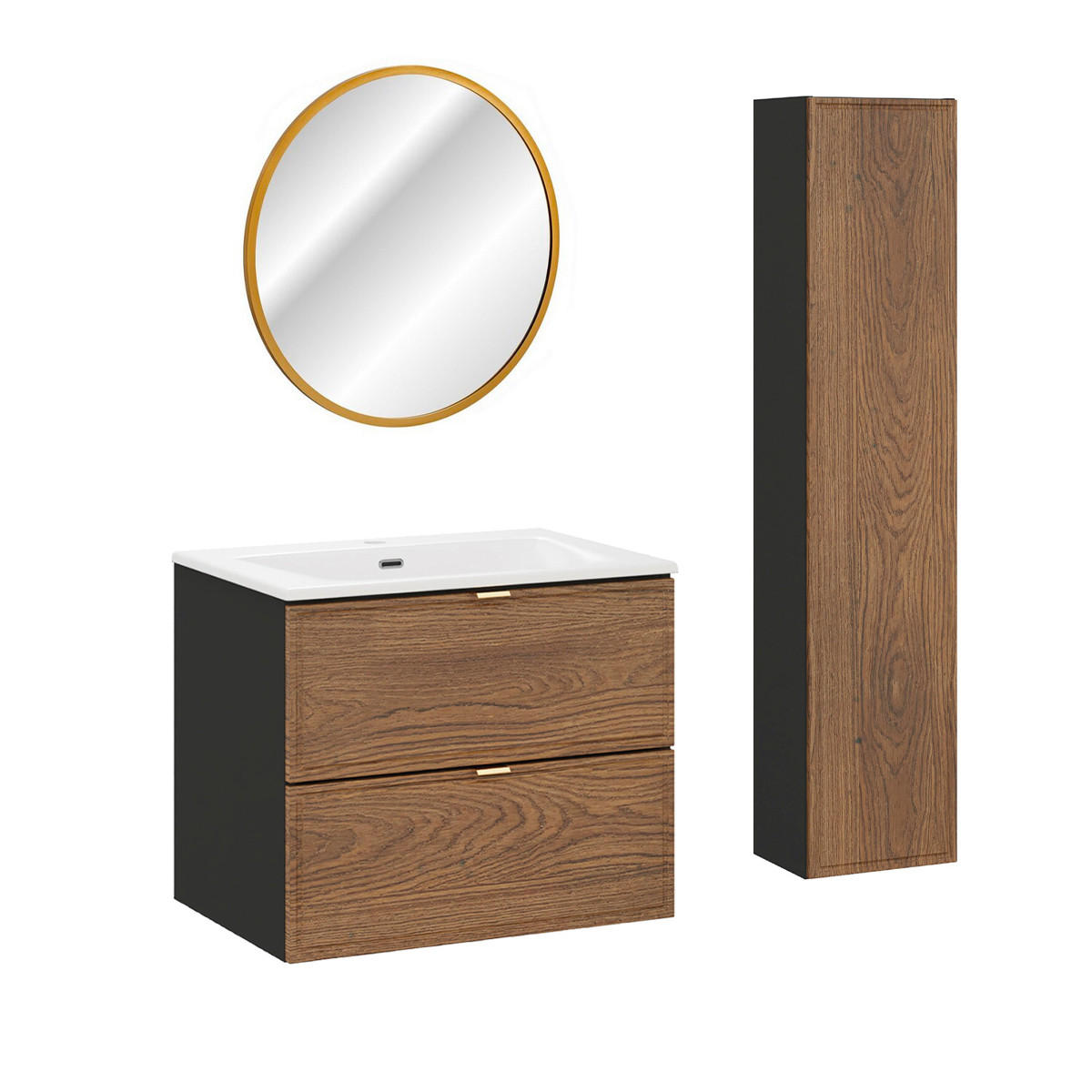 BADMÖBEL 60cm Elena 2er-Set Holz und Schwarz - Schwarz, Holzwerkstoff (60/50/46cm) - Petits-meubles