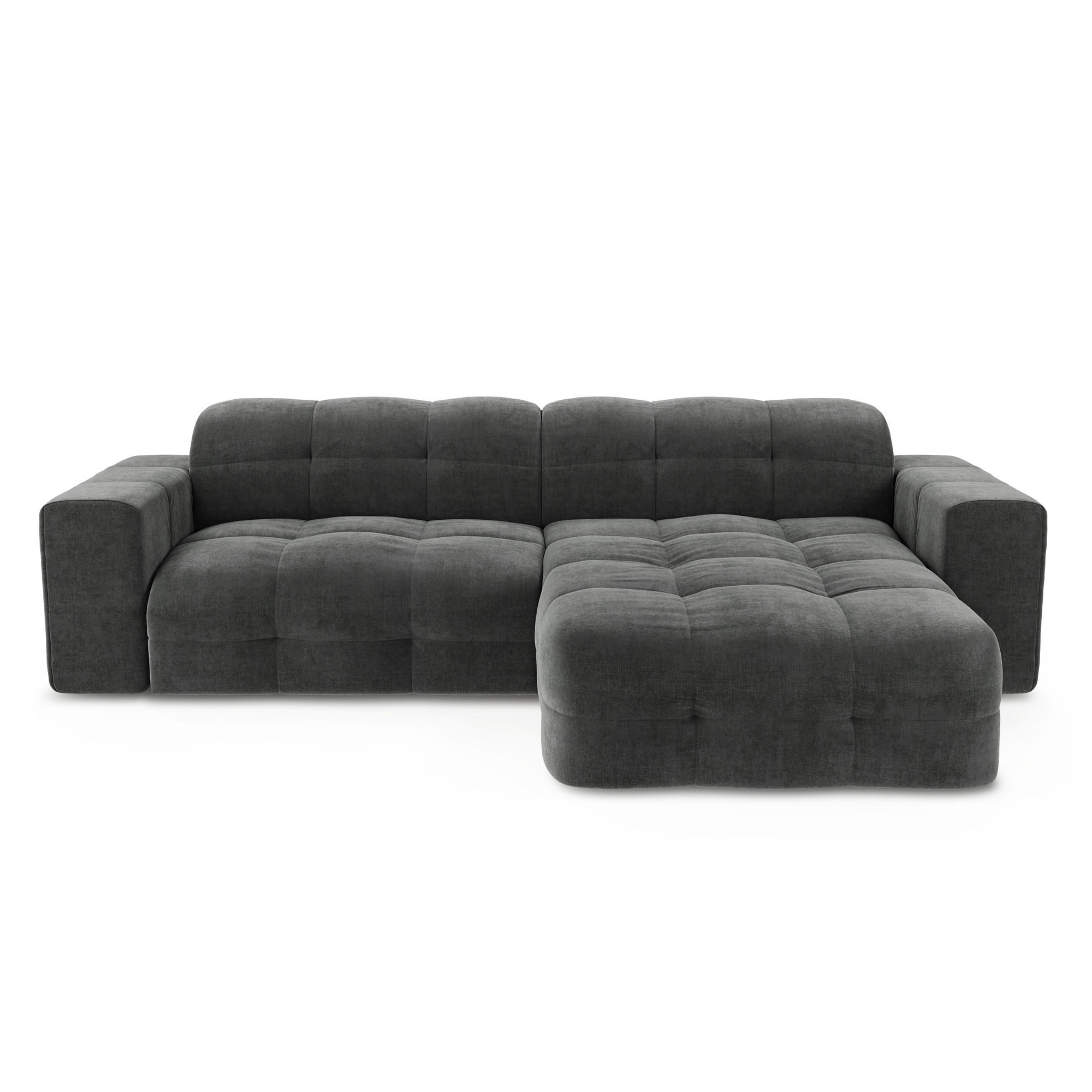 ECKSOFA RECHTS Samt Graphitgrau 230cm - Graphitfarben/Grau, Textil (230/155cm) - Sia Home