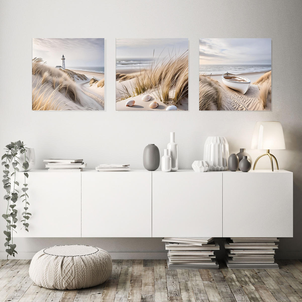 GLASBILD 50x50 cm Strand und Meer - Beige, Glas (50/50cm) - artissimo