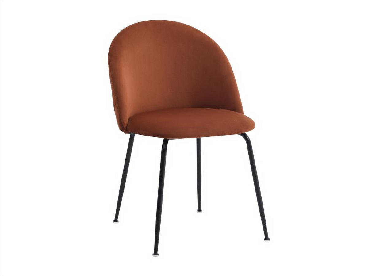 STUHL 2er-Set - Samt & schwarzer Edelstahl - Terracotta - MELBOURNE - Braun, Textil (55/77/50cm) - Vente-Unique