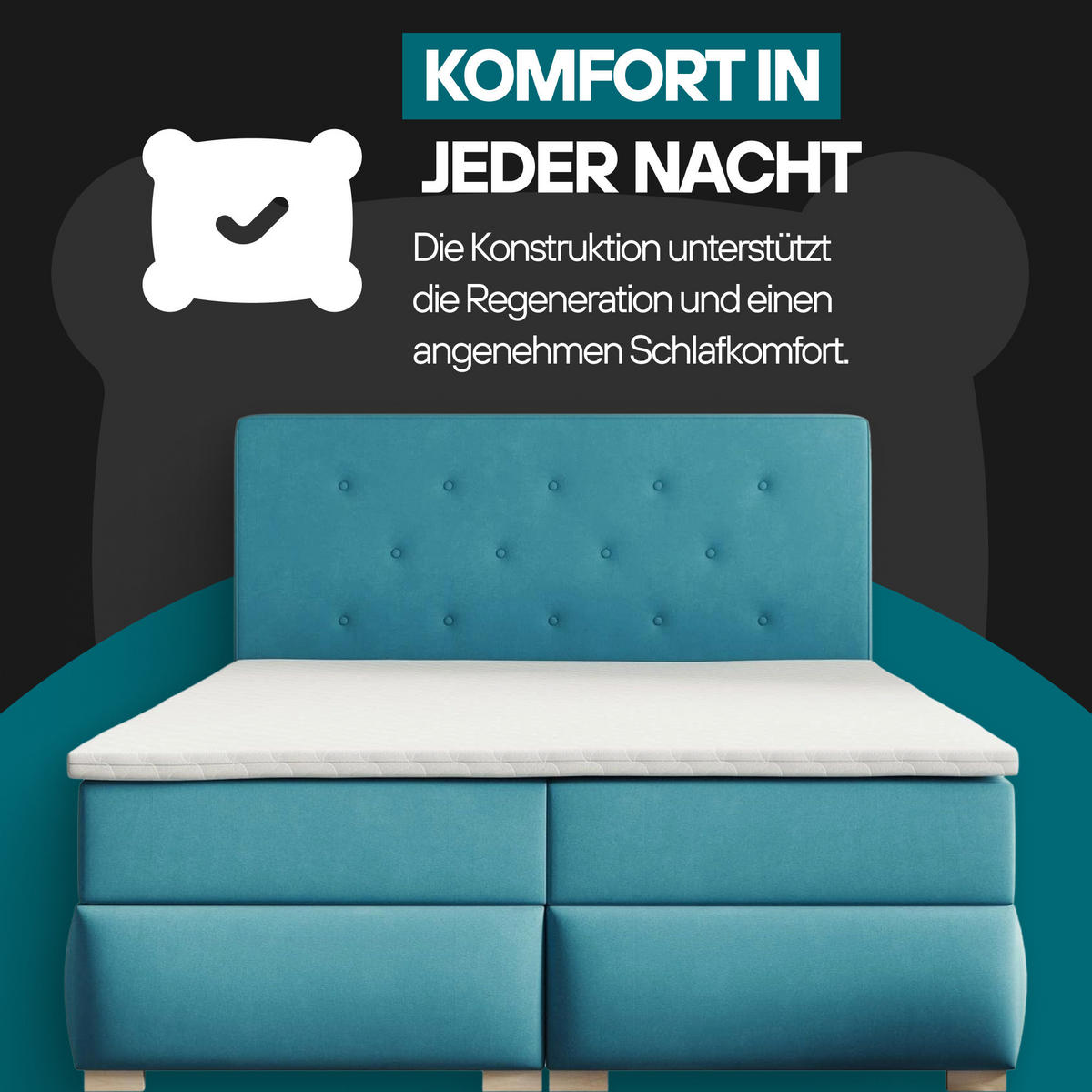 BOXBETT LUPIN, 140 x 200 cm, Double Bed für Schlafzimmer, Elegant Matratze und Bettkasten, Rosa - Rosa, Holz/Textil (140/200cm) - Trada