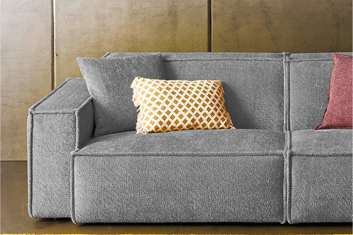 SOFA SAMU Grau Webstoff - Schwarz/Grau, Kunststoff/Textil (256/72/106cm) - KAWOLA