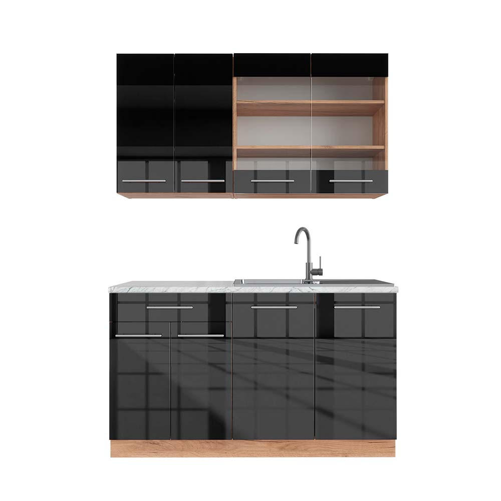 Vicco Singleküche Schwarz 140x81.6x60 cm