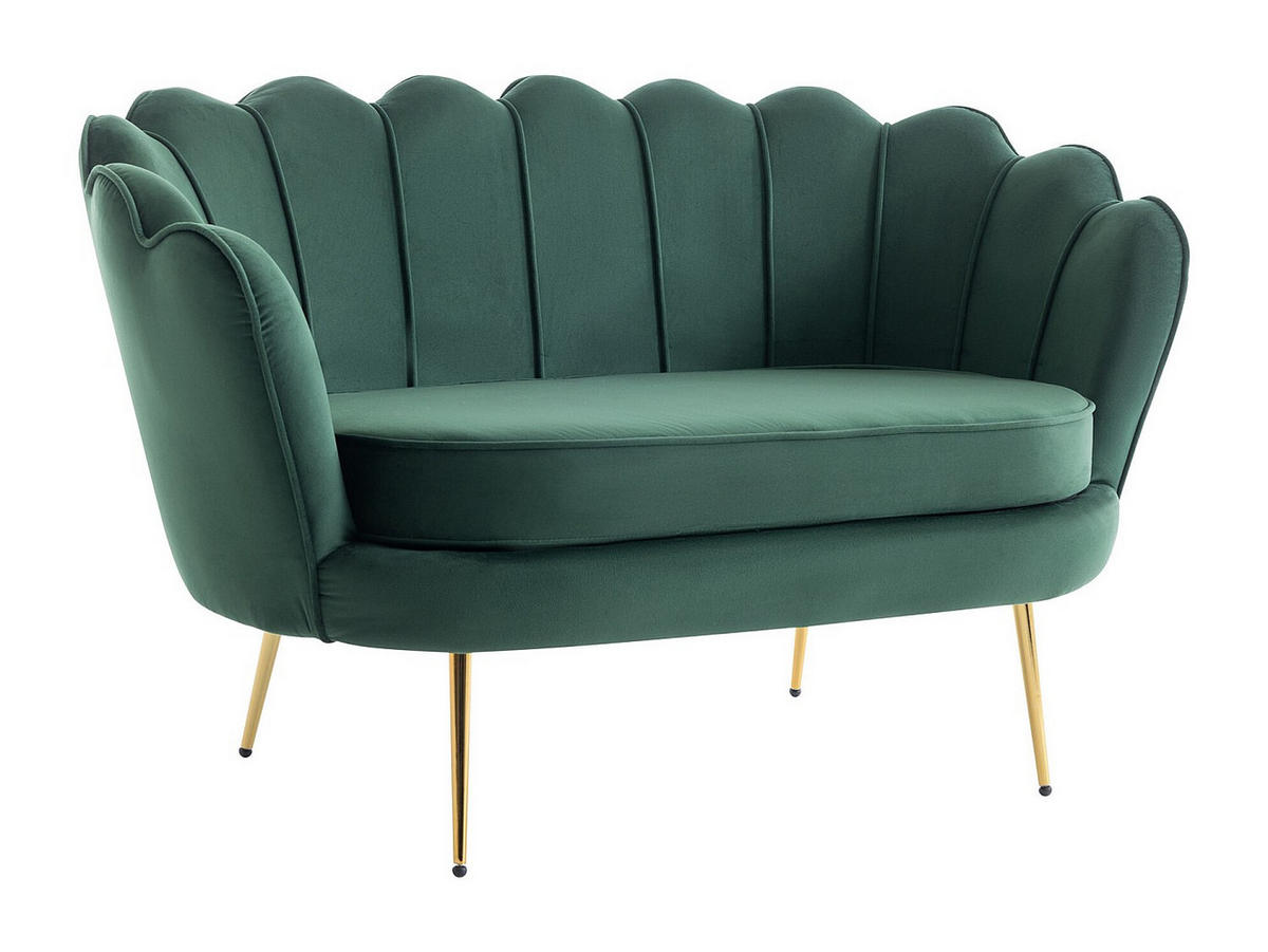 MUSCHELSOFA 2-Sitzer - Samt - Tannengrün - DANDELION - Grün, Textil (124/78/73cm) - Pascal Morabito