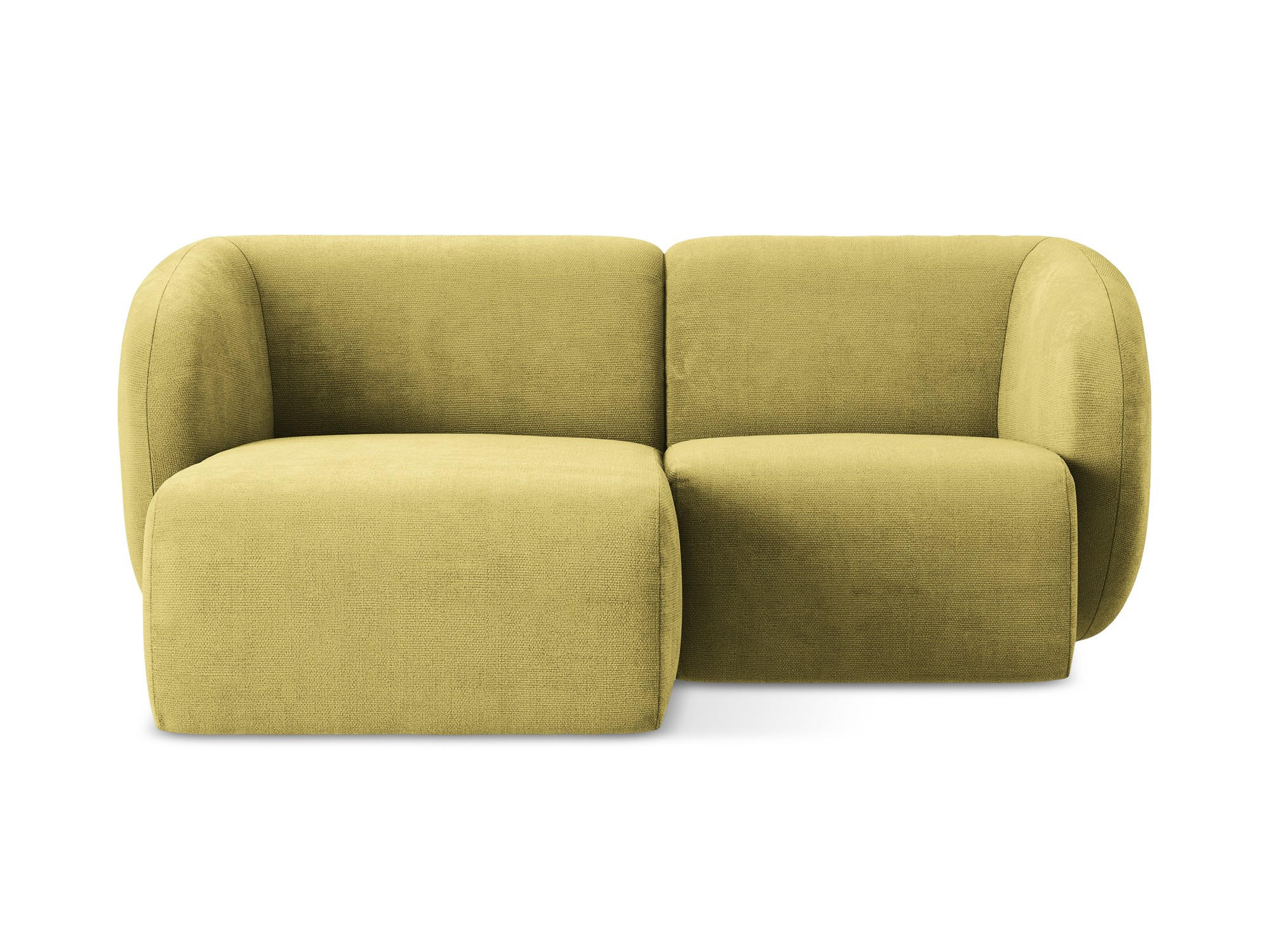ECKSOFA Links Chenille Stoff Grün - Limette/Schwarz, Holzwerkstoff/Kunststoff (178/166cm) - Makamii