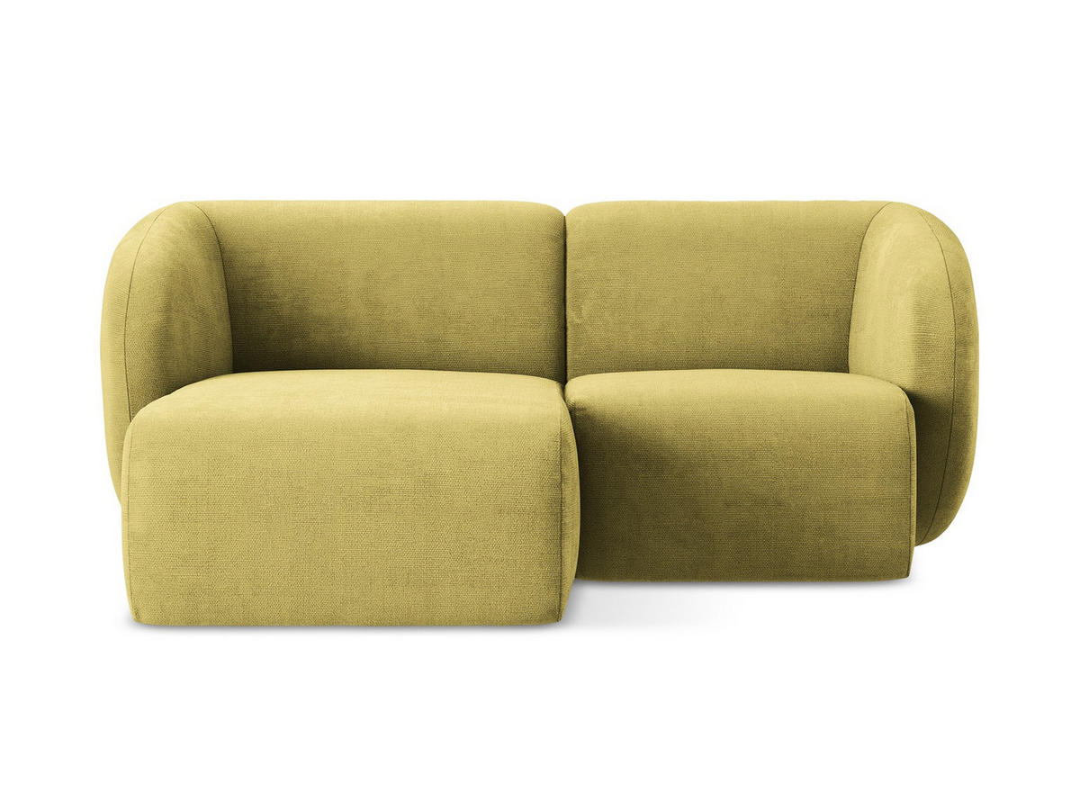ECKSOFA Links Chenille Stoff Grün - Limette/Schwarz, Holzwerkstoff/Kunststoff (178/166cm) - Makamii