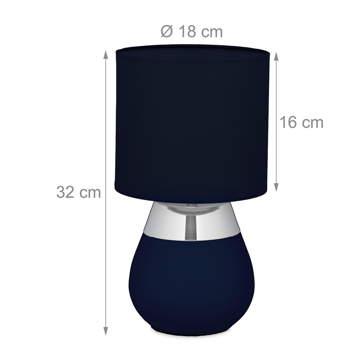 2XTISCHLAMPE - Dunkelblau, Kunststoff/Textil (18/18/32cm) - Relaxdays