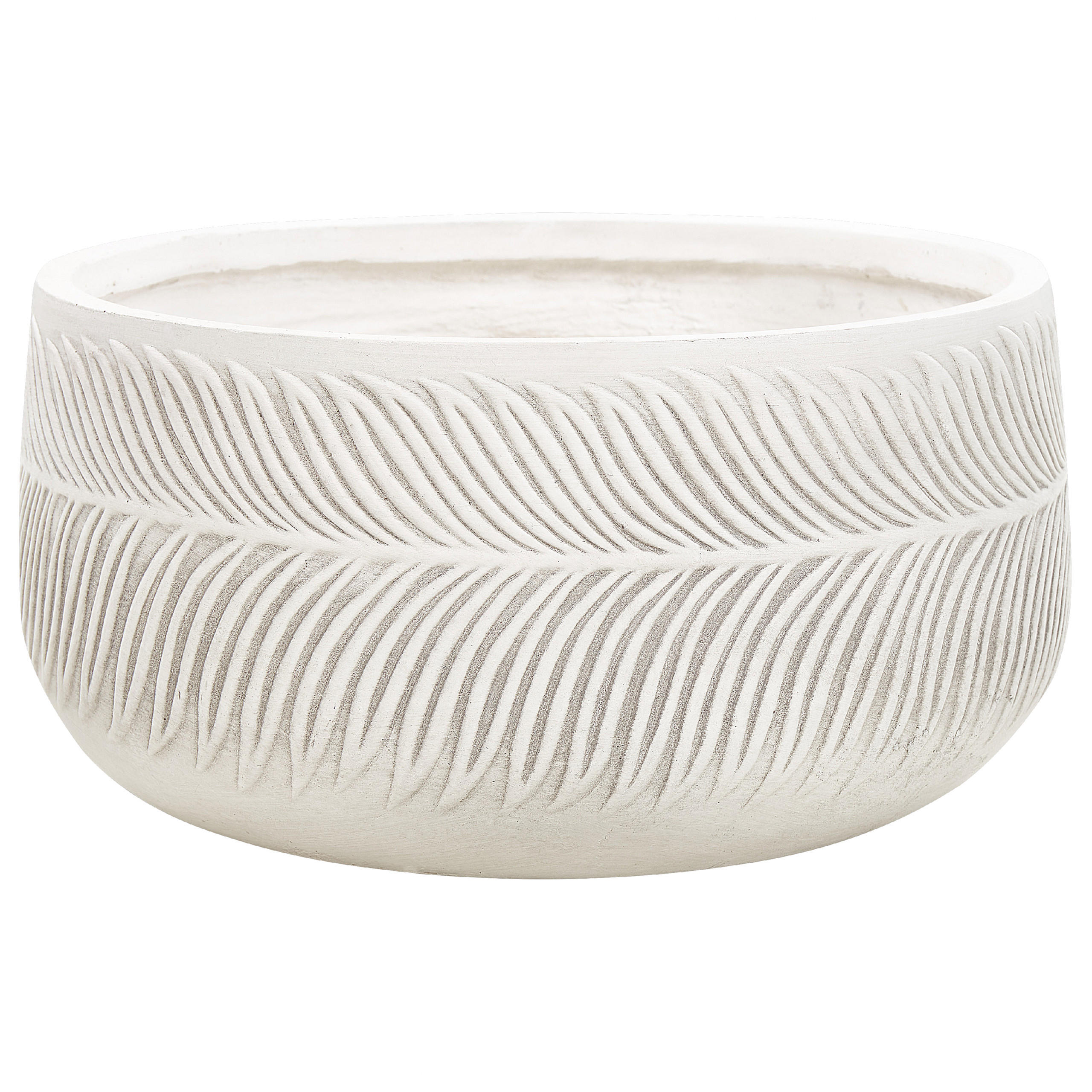 BLUMENTOPF cremeweiß rund 43/43/23 cm Ftero - Weiß, Naturmaterialien (23cm) - Beliani