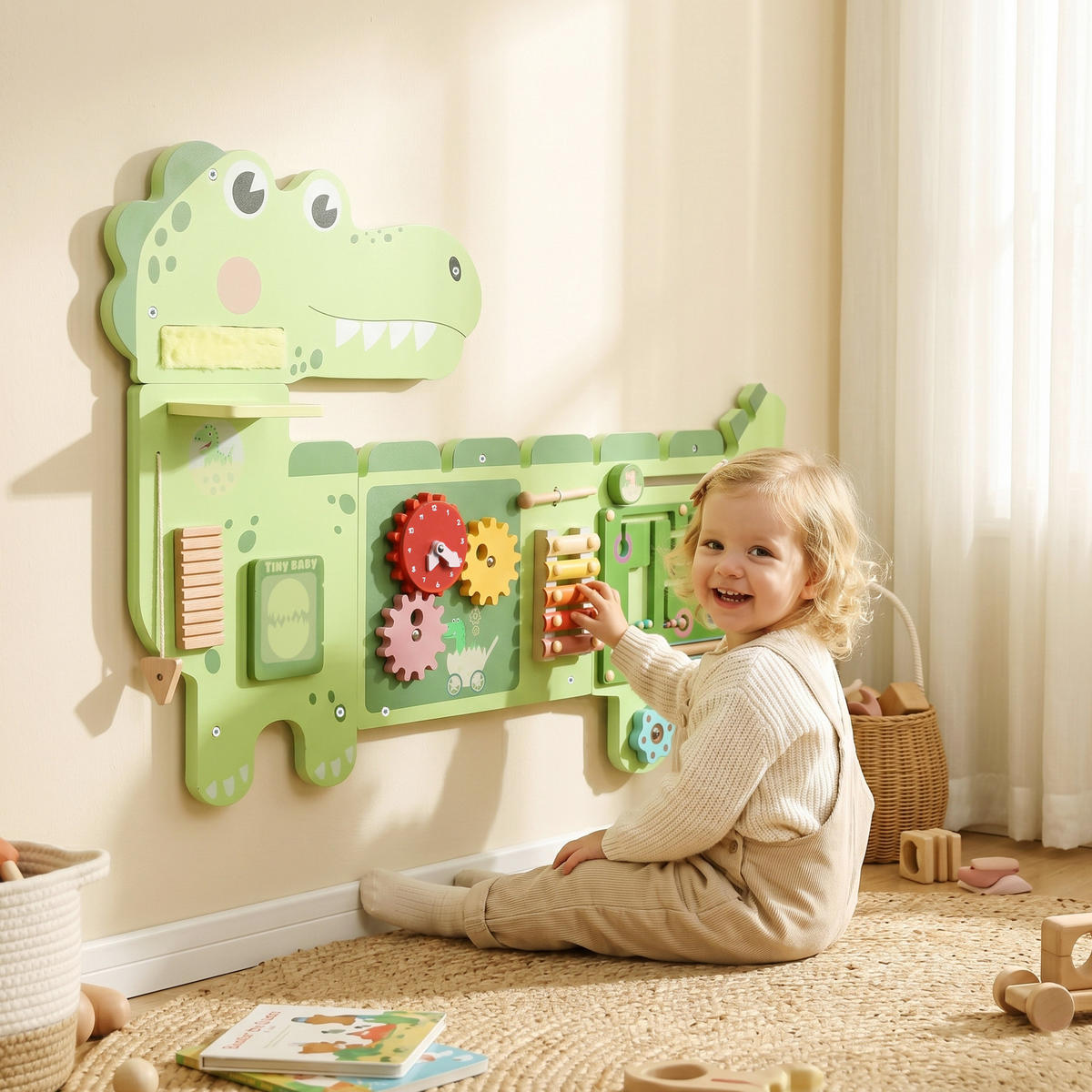 BUSY-BOARD MDF Sperrholz Grün - Grün, Holzwerkstoff (52/5.5/87cm) - AIYAPLAY