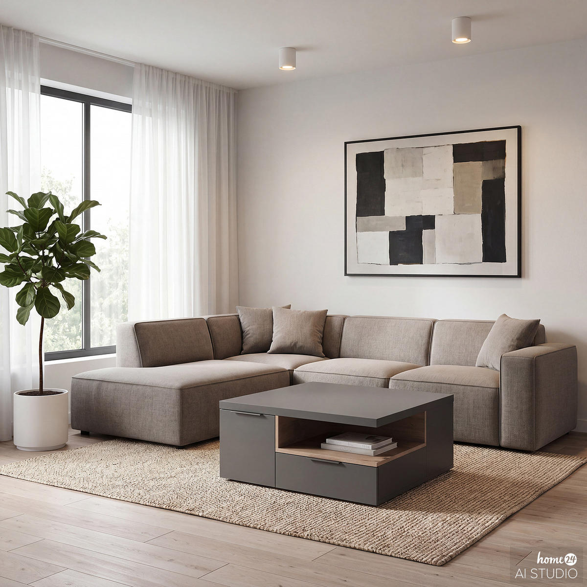 COUCHTISCH - Dunkelgrau - Dunkelgrau, Holzwerkstoff (80/80/35cm) - home24