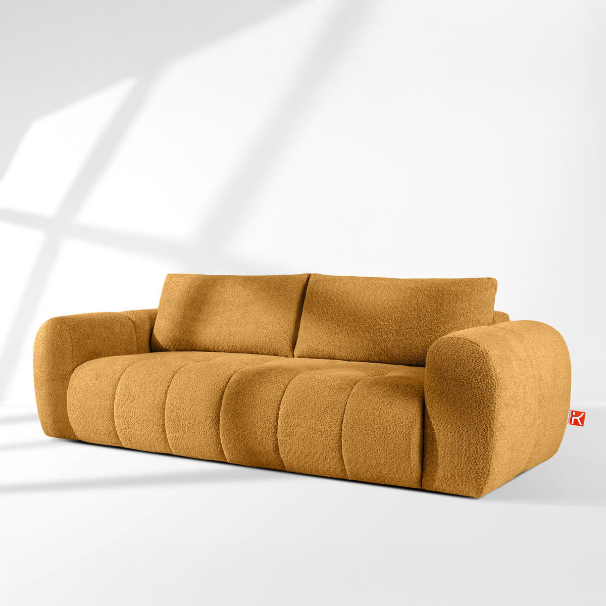 EINZELSOFA LIRA, Honigfarben, Bouclé - Honig, Holz/Holzwerkstoff (256/84/112cm) - KONSIMO®