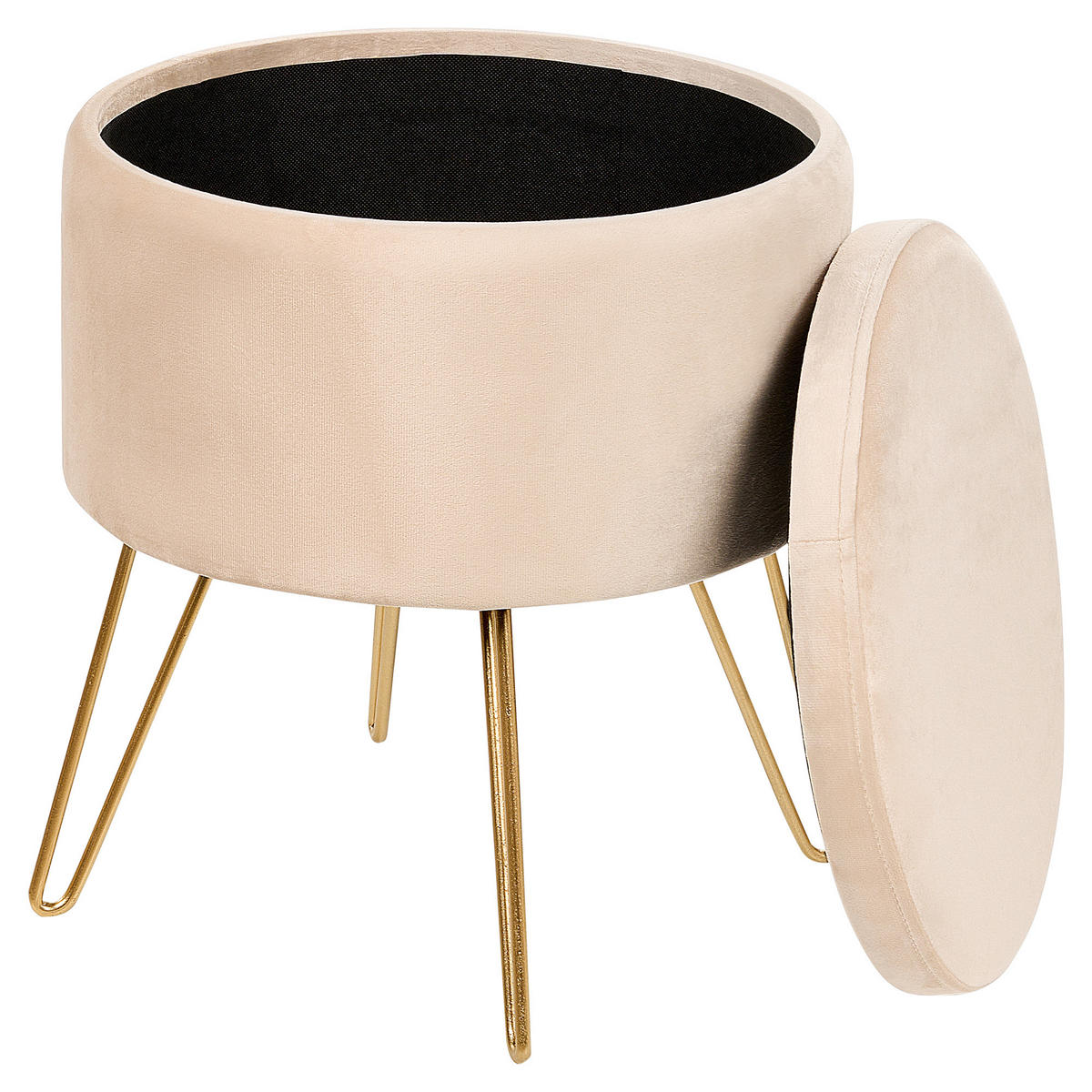 HOCKER Silas 42/42/44 cm - Beige, Textil (42/44/42cm) - Beliani