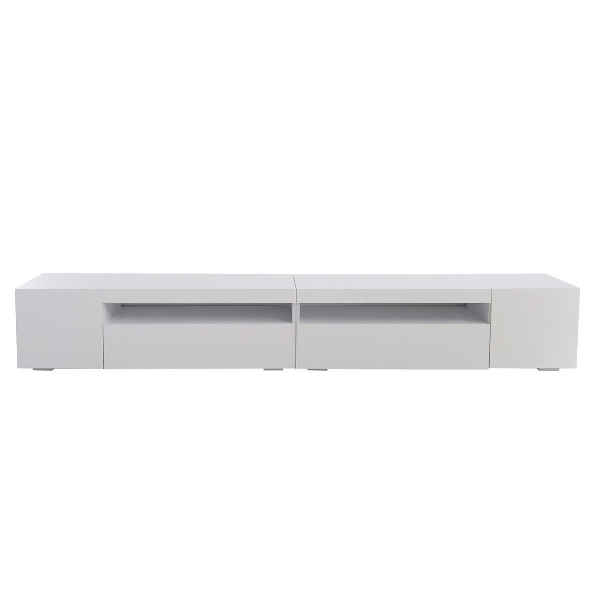 LOWBOARD 240/35,5/38,5 cm in Weiß mit LED-Beleuchtung und viel Stauraum - Weiß, Holzwerkstoff (240/35.5/38.5cm) - Flora Grace