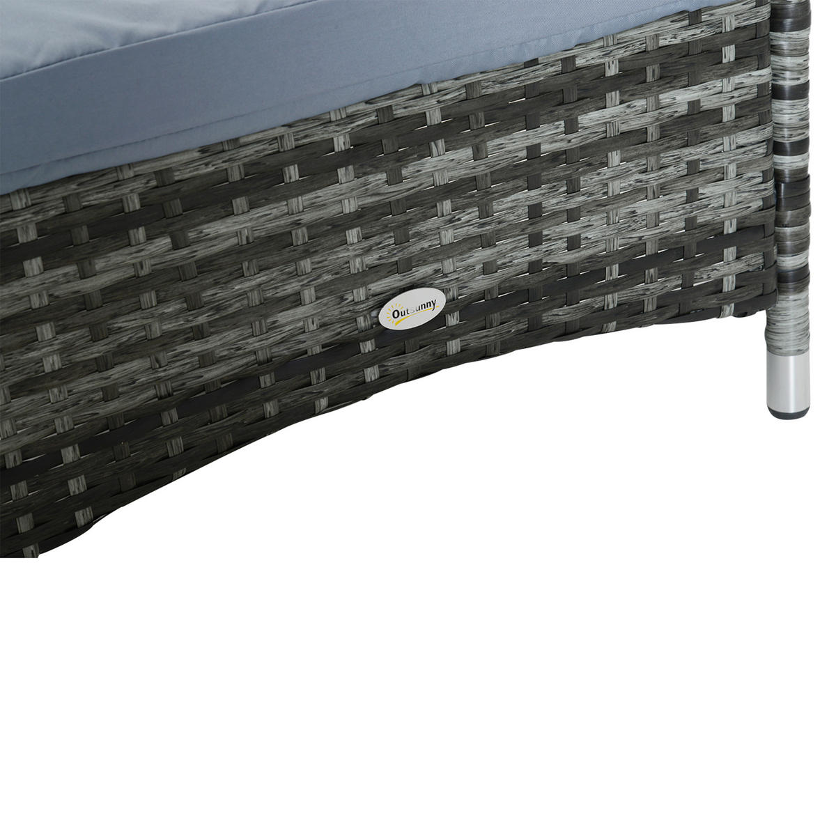 SONNENLIEGE, Polyrattan+Metall, Grau - Multicolor, Kunststoff (73/103/200cm) - Outsunny