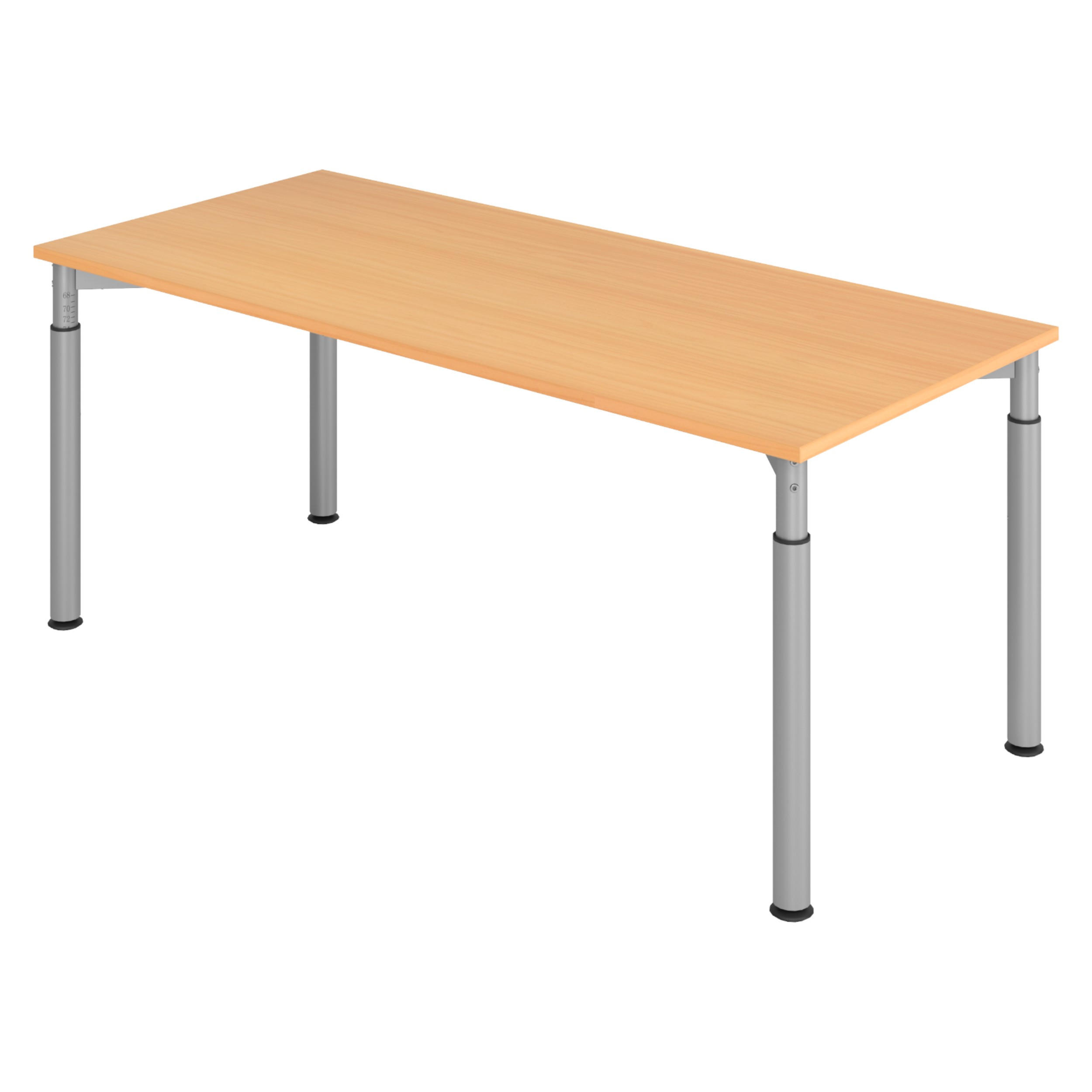 SCHREIBTISCH Serie-Y 80/180/74 cm in Buchefarben/Silberfarben - Buchefarben/Silberfarben, Holzwerkstoff (80/180/74cm) - bümö