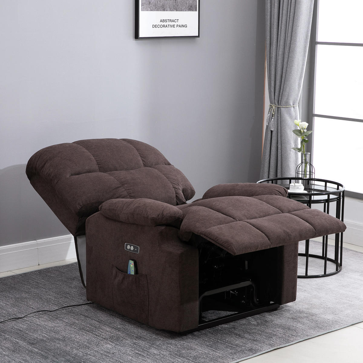 MASSAGESESSEL mit Aufstehhilfe Relaxsessel Fernsehsessel mit Wärmefunktion Braun - Braun, Kunststoff (95/105/83cm) - HOMCOM