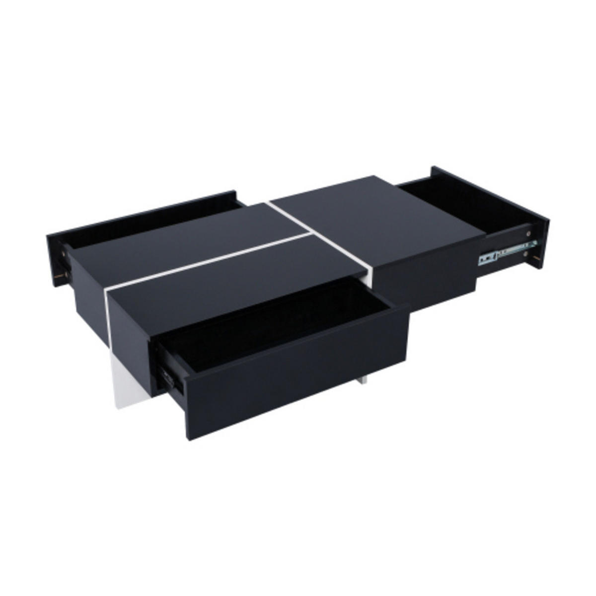 COUCHTISCH Schwarz mit Hochglanzoberfläche & App-gesteuerter LED-Beleuchtung 100×50×34,5 cm aus Spanplatte - Schwarz, Holzwerkstoff (50/100/34.5cm) - Luhomfu